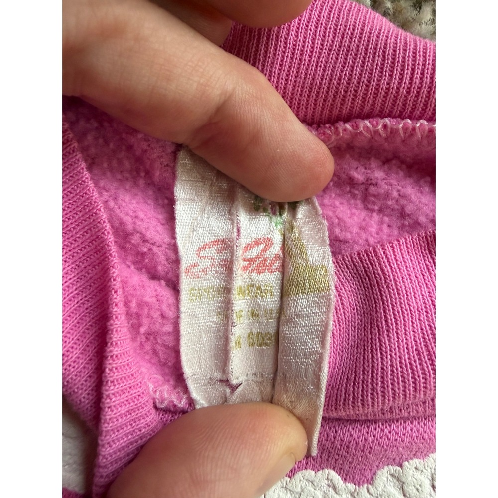 Vintage Star Ride Sportswear Pink Puppy Heart Lace Ruffle Sweatshirt Made in USA - Picture 3 of 6